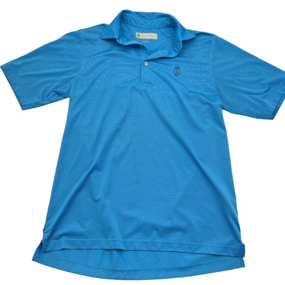 Donald Ross Mens Aqua Blue Striped Golf Polo Shirt S 100% Polyester Lightweight - Picture 1 of 5